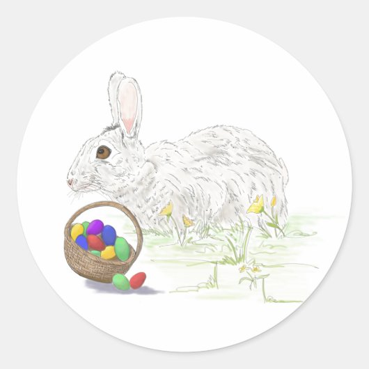 Easter Bunny klassieke ronde sticker (Voorkant)