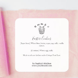 Easter Bunny Minimalist Bakery Ingredient Product Vierkante Sticker