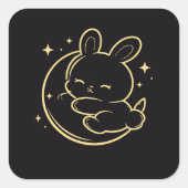 Easter Bunny Moon Gold Line Art Sticker (Voorkant)