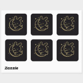 Easter Bunny Moon Gold Line Art Sticker (Vel)