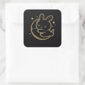Easter Bunny Moon Gold Line Art Sticker (Tas)