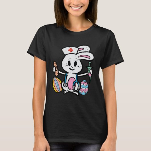 Easter Bunny Nurse Stethoscope Cute Rabbit Scrub T T-shirt (Voorkant)