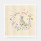 Easter Bunny Pastel Wildflowers w Yellow Ribbons Servet (Voorkant)