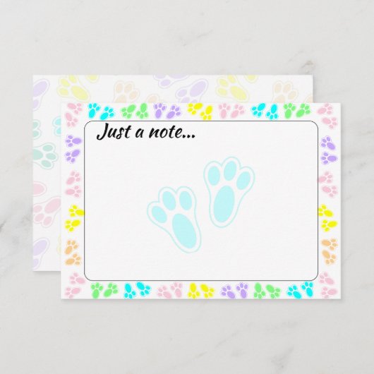 Easter Bunny Paw Print Pattern Just a Note Notitiekaartje (Voorkant / Achterkant)