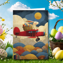 Easter Bunny Pilot Flies Airplane Custom Aviation
