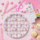 Easter Bunny Pink Gingham Papieren Bordje (Feest)