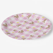 Easter Bunny Pink Gingham Papieren Bordje (Gekanteld)