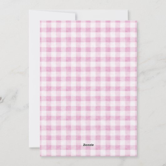 Easter Bunny Pink Gingham Photo Feestdagenkaart (Achterkant)