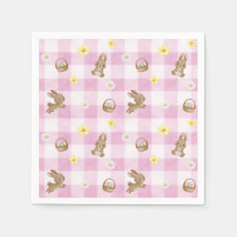 Easter Bunny Pink Gingham Servet
