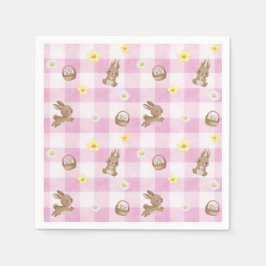 Easter Bunny Pink Gingham Servet