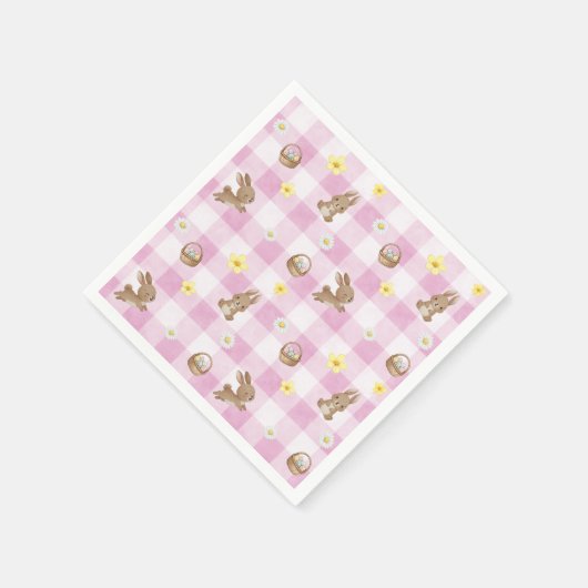 Easter Bunny Pink Gingham Servet (Hoek)