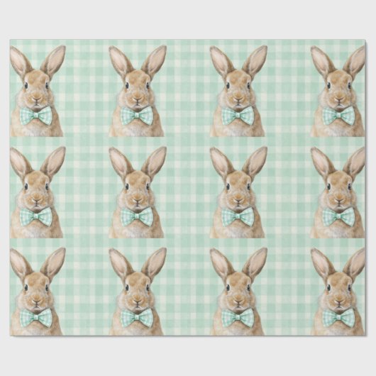 Easter Bunny Plaid Pattern Wrapping Paper Cadeaupapier (Vlak)