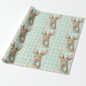 Easter Bunny Plaid Pattern Wrapping Paper Cadeaupapier (Uitgerold)
