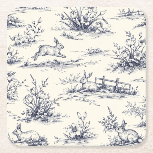 Easter Bunny Plates Kartonnen Onderzetters (Voorkant)