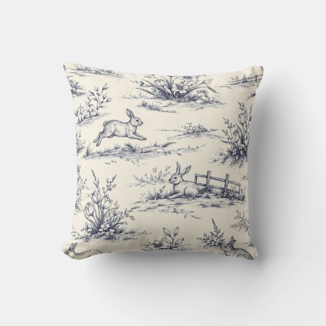 Easter Bunny Plates Kussen (Voorkant)