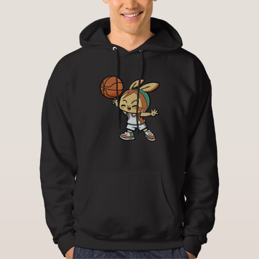 Easter Bunny Playing Basketball Basketball Easter Hoodie (Voorkant)