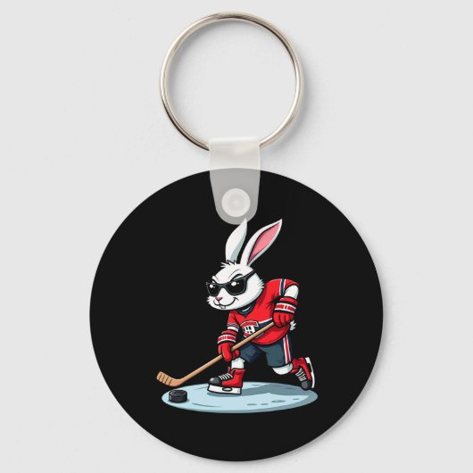 Easter Bunny Playing Hockey  Sleutelhanger (Voorkant)