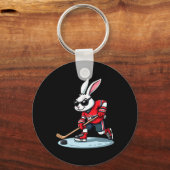Easter Bunny Playing Hockey  Sleutelhanger (Voorkant)