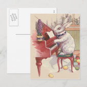 Easter Bunny Playing Piano Hyacinth Feestdagenkaart (Voorkant / Achterkant)
