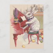 Easter Bunny Playing Piano Hyacinth Feestdagenkaart (Voorkant)
