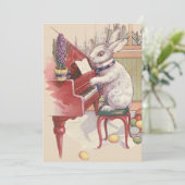 Easter Bunny Playing Piano Hyacinth Kaart (Staand voorkant)