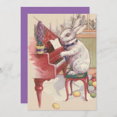 Easter Bunny Playing Piano Hyacinth Kaart (Voorkant / Achterkant)