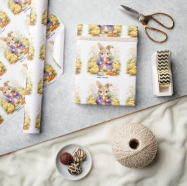 Easter Bunny Purple Jacket Baby Shower Cadeaupapier