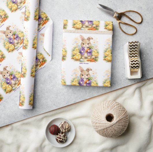 Easter Bunny Purple Jacket Baby Shower Cadeaupapier (Crafts)