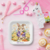 Easter Bunny Purple Jacket Baby Shower Papieren Bordje (Feest)