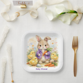 Easter Bunny Purple Jacket Baby Shower Papieren Bordje