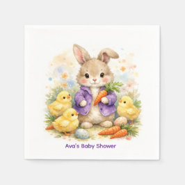 Easter Bunny Purple Jacket Baby Shower Servet