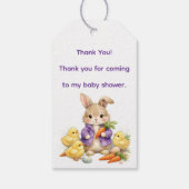 Easter Bunny Purple Jacket Baby Shower Thank You Cadeaulabel (Achterkant)