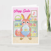 Easter Bunny Rabbit Eggs Kids Folded Card Kaart (Voorkant)