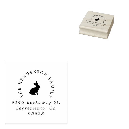 Easter Bunny Rabbit Elegant Typografie Adres Rubberstempel (Gestempeld)