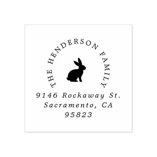 Easter Bunny Rabbit Elegant Typografie Adres Rubberstempel (Afrduk)