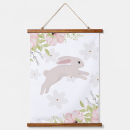 Easter Bunny Rabbit Pink Flowers Hangend Wandkleed
