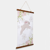 Easter Bunny Rabbit Pink Flowers Hangend Wandkleed (Gebogen)