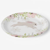 Easter Bunny Rabbit Pink Flowers Papieren Bordje (Gekanteld)