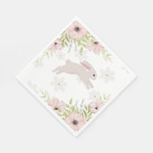 Easter Bunny Rabbit Pink Flowers Servet (Hoek)