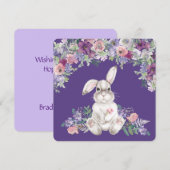 Easter Bunny Rabbit Sitting In Flowers Card  (Voorkant / Achterkant)