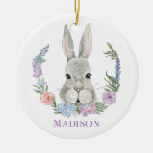 Easter Bunny Rabbit Waterverf Floral Keramisch Ornament (Voorkant)