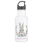 Easter Bunny Rabbit Waterverf Floral Waterfles (Voorkant)