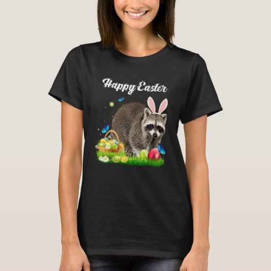 Easter Bunny Raccoon Eggs Basket  Raccoon Easter D T-shirt (Voorkant)