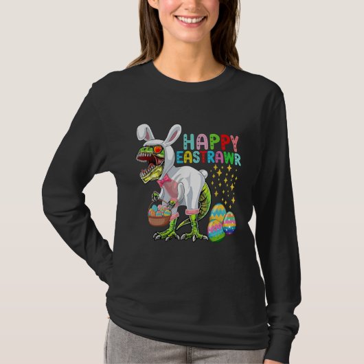 Easter Bunny Rex Dinosaur Egg  2023 Happy EastRAWR T-shirt (Voorkant)