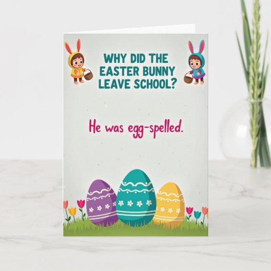 Easter Bunny Riddle Funny Card Kaart (Voorkant)