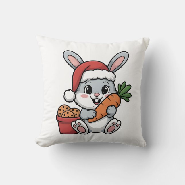 Easter Bunny’s Carrot Christmas Funny Cute Holiday Kussen (Voorkant)