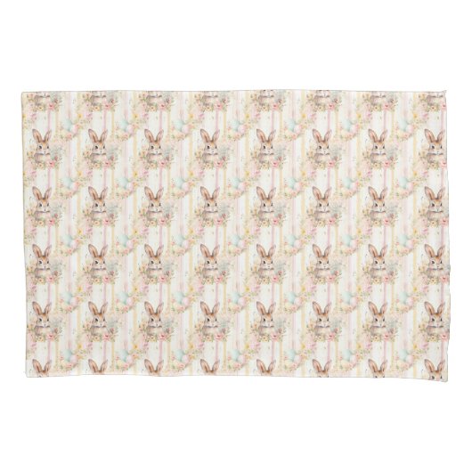 Easter Bunny Seamless Fabric – Pastel Cute Rabbit  Kussensloop (Voorkant)