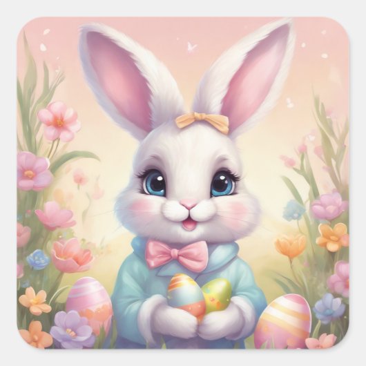 Easter Bunny Sheet of Vierkante Sticker (Voorkant)
