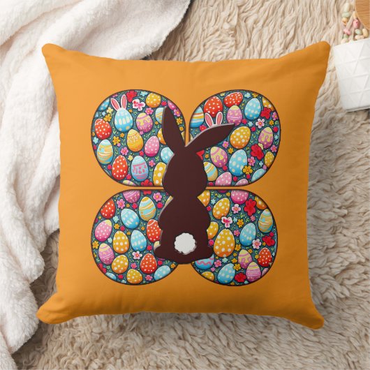 Easter Bunny Silhouette – Colorful Egg - almofada Kussen (Deken)