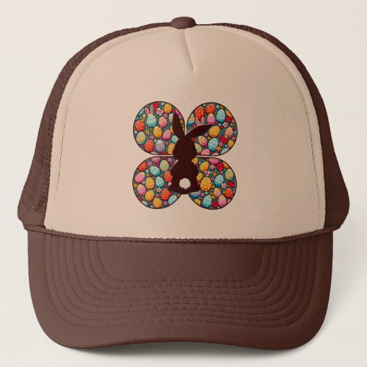 Easter Bunny Silhouette – Colorful Egg - boné Trucker Pet (Voorkant)